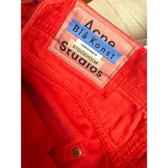 Acne Studios x Bla Konst Melk Corduroy Trousers in Red Women's Size 26 - Picture 12 of 13